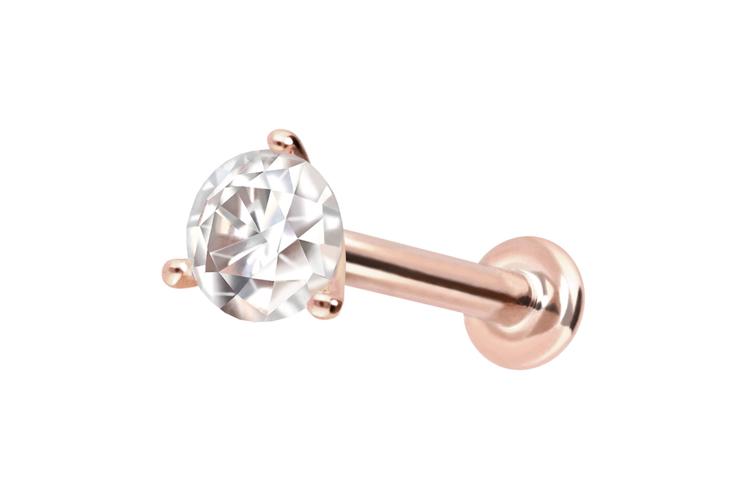 14 Karat Gold Labret Piercing mit Push Fit MOISSANIT